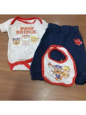 Infants Set Nickelodeon Paw Patrol Pants Body Suit & Bib Size 3/6 Months